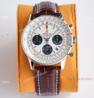 Swiss Grade 1 Breitling Navitimer 01 White Panda Dial Watch Valjoux 7750 Movement 1