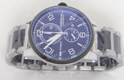 MONTBLANC FLYBACK REPLICA BLACK CHRONOGRAPH STEEL BLACK WATCH 1