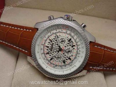Breitling Bentley B06 Chronograph NEW SS White Face Brown Leather 1
