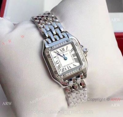 Fake Panthere De Cartier SS Diamond Watch Ladies 22mm 1