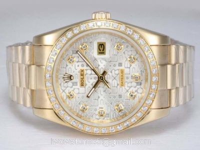 Rolex Computer Face Datejust Replica Watch: Yellow Gold Diamond Bezel 1