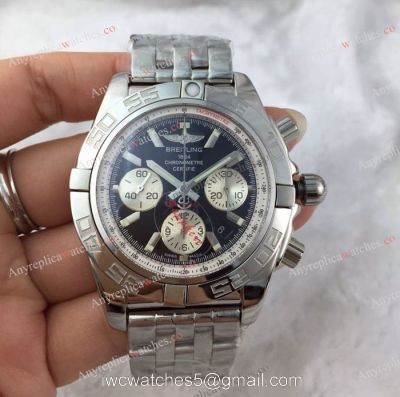 Swiss Replica Breitling Chronomat 44 Watch SS Black Chronograph 7750 Automatic 1