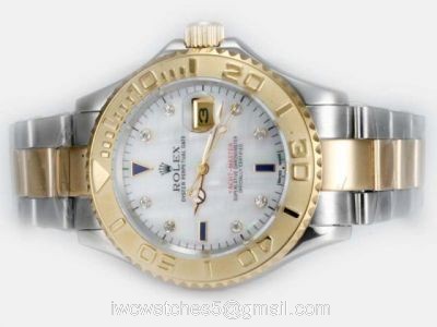 Replica Rolex Yachtmaster 2-Tone White MOP Diamond Markers Watch 1