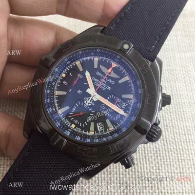 Copy Breitling Chronomat B01 Black Case Leather Strap 46mm Watch 1