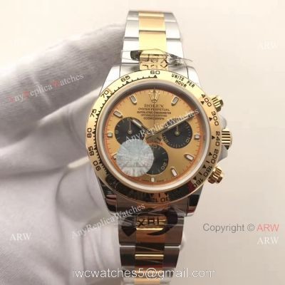 JF Swiss Grade 7750 Rolex Daytona 2-Tone Watch Gold Face Black Subdials 1