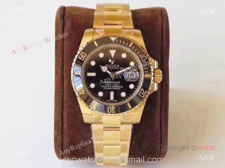 Best 1:1 Replica VR Factory &8216;MAX Version Rolex Submariner Black Dial Real 18K Yellow Gold Watch 40mm 1
