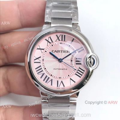 Swiss Replica Cartier Ss Pink Face Watch Ballon Bleu Series 1