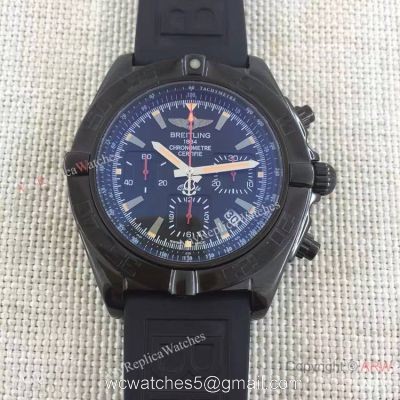 Copy Breitling Chronomat B01 Black Case RUBBER Strap Men Watch 1