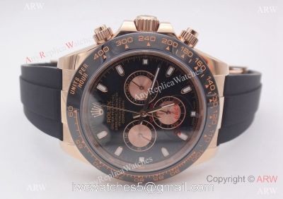 Rose Gold Rolex Daytona Rubber Strap Replica Watch Rolex 116515LN 1
