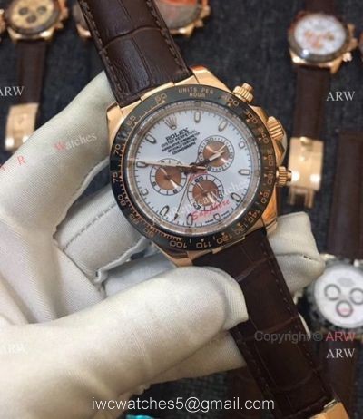 Best Replica Rolex Daytona Leather Strap Rose Gold 42mm Watch 116515LN 1