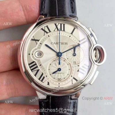 Swiss Replica Cartier Chronograph White Dial Watch 44mm 1