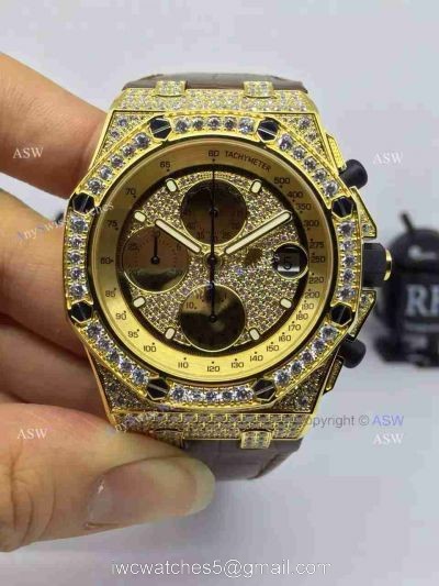 Swiss Copy Audemars Piguet Watch Yellow Case Diamond Dial / Diamond Case 1