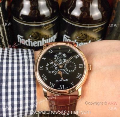 Fake Blancpain Moonphase Perpetual Calendar Rose Gold Watch 40mm 1