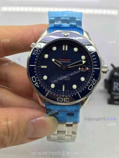 Grade 1A Omega Replica Watches James Bond Blue Ceramic Blue Dial 1