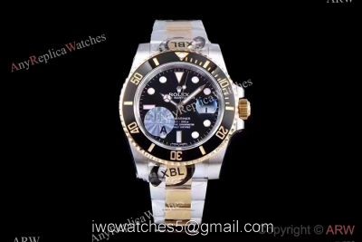 JF Factory 3135 Rolex Submariner 2 Tone Black Ceramic Watch 40mm 1