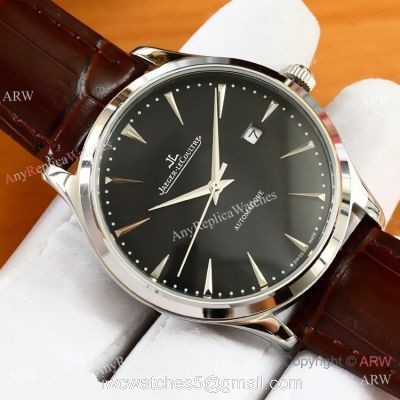 Best Copy Jaeger LeCoultre Master Ultra thin Men Watches SS Black Dial 1