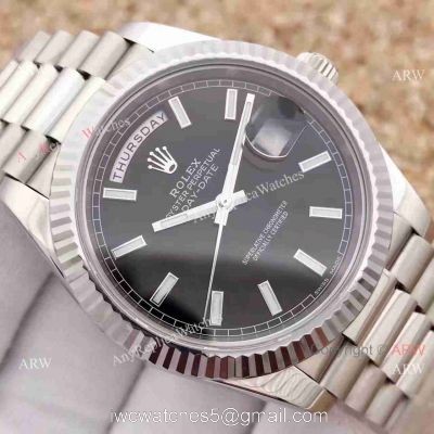 Replica Rolex Day-Date II Watch 40mm Black Face 1