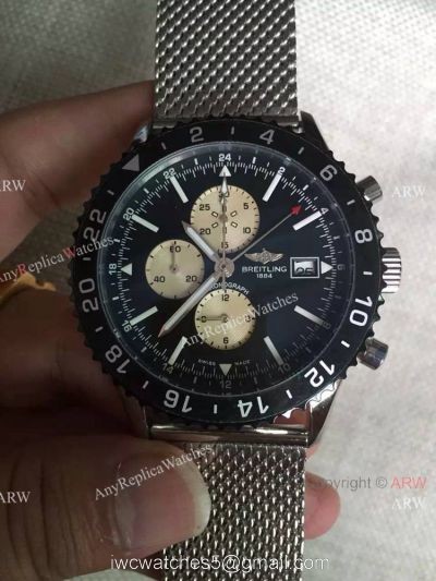 New 2016 Breitling CHRONOLINER SS Black Chronograph Dial Replica Watch 1