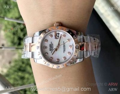 Fake Rolex Datejust 2-Tone Rose Gold Oyster White Face Watch 31mm 1