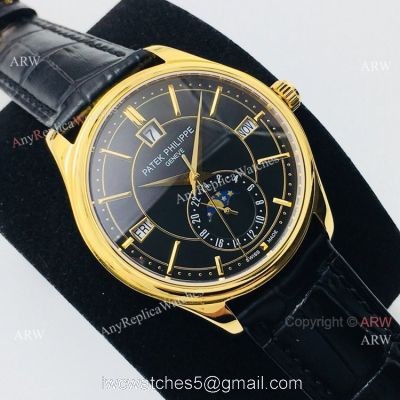 PPF Factory Patek Philippe Annual Calendar Complications Watch Gold and Black 1