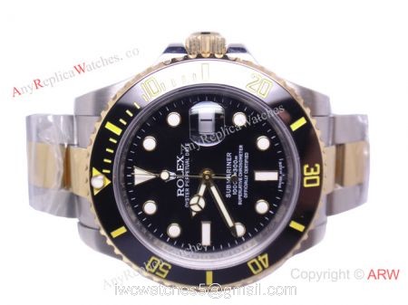 NEW UPGRADED Replica Rolex Submariner 2-Tone Black Dial Black Ceramic Bezel watch 1
