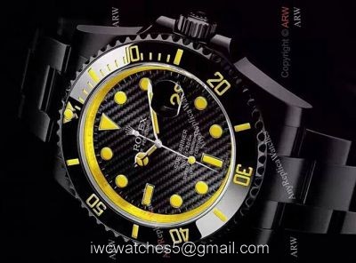 New Style Replica Rolex Submariner Watch Black Case &038; Yellow Markers 1