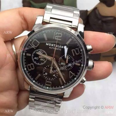 Swiss Grade Replica Montblanc Timewalker Chronograph Watch SS Black Dial 1