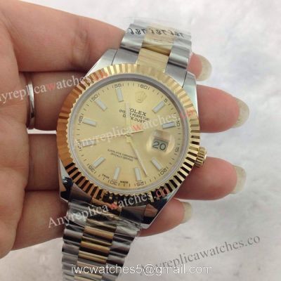 Rolex Datejust II 2-Tone Gold Face Watch 41mm Rolex President Replica 1