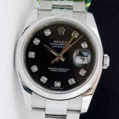 Rolex Datejust White Gold Black Diamond Dial Mens Watch 1