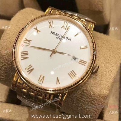 Best Replica Patek Philippe calatrava Men Watch All Gold White Dial 1