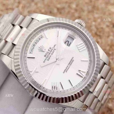 Replica Rolex Day-Date II Watch 41mm Silver Dial Roman Markers 1