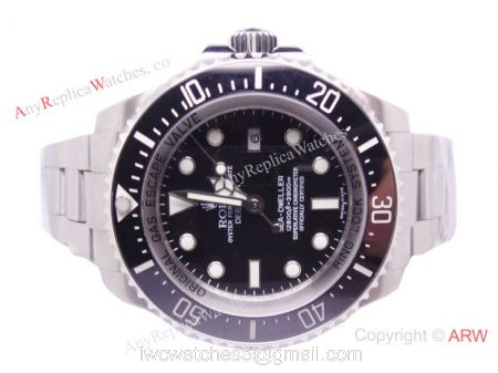 NEW UPGRADED SS Black Dial Black Ceramic Bezel Replica Rolex Deepsea SEA-DWELLER Watch 1
