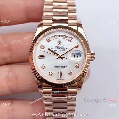 Swiss Replica Rolex Day date Rose Gold President EW Factory 3255 Watch 36mm 1