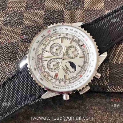 Replica Breitling Navitimer Watch White Moonphase Dial and Leather Watch Strap 1