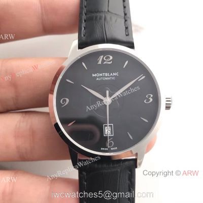 Montblanc Meisterstuck Date 9015 SS Black Replica Mont Blanc Watch 1