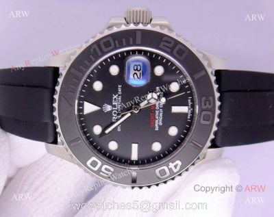 Replica Rolex Yachtmaster Watch SS Case Rubber Watch Band 1