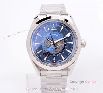 New Omega Aqua Terra Worldtimer Blue Dial 43mm Swiss Replica Watches From VS Factory 1
