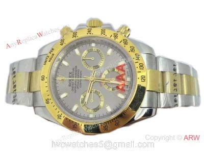 Swiss Fake Rolex Valjoux 7750 Daytona Oyster Perpetual Watch 2-Tone Gray 1