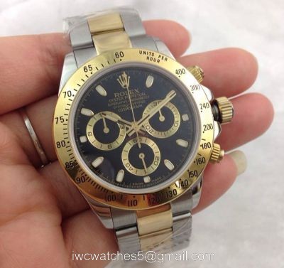 Rolex Daytona Swiss Grade 7750 Two Tone Black Face 40mm Mens Watch 1