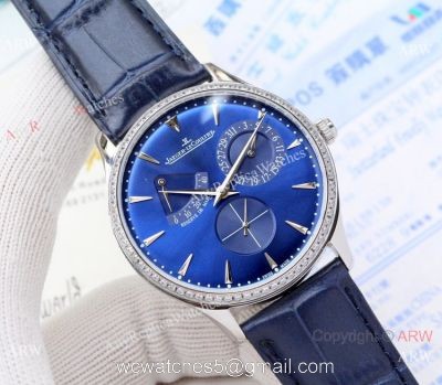 Jaeger-LeCoultre Master Ultra Thin Reserve de Marche Watches Diamond Bezel Blue Dial 1