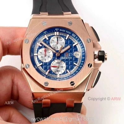 Fake Audemars Piguet For Sale 44mm Rose Gold Blue Dial Mens Watch 1