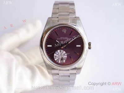 Replica Rolex Oyster Perpetual New Red Grape Dial Stainless Steel Swiss 3132 Watch JF Factory 1