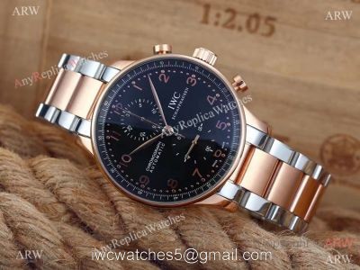 IWC Portuguese Black Face 2-Tone Rose Gold Case Copy Watch 1