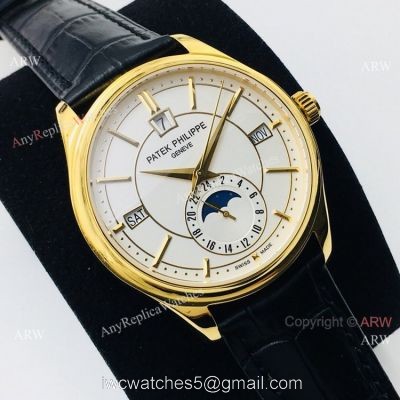 PPF Swiss Patek Philippe Annual Calendar Complications watch Gold and White 1