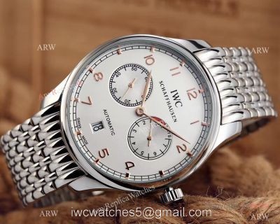 Replica IWC Portuguese 7 Days Stainless Steel White Face Mens Watch 1
