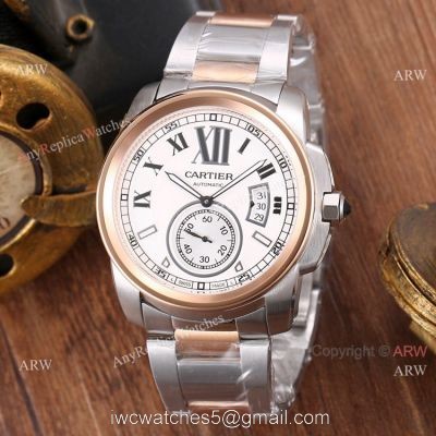 High Quality Replica Cartier Calibre de Cartier 2 Tone Rose Gold Watches 1