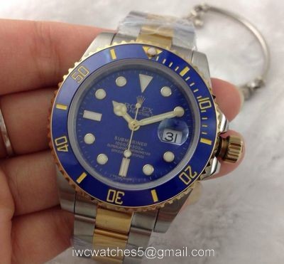 Grade AAA Rolex Blue Face Submariner Two Tone Watch Noob Factory Replica Watches 1