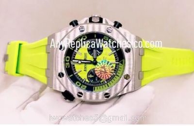 Japan Grade Replica Audemars Piguet Yellow Rubber Chronograph watch 1