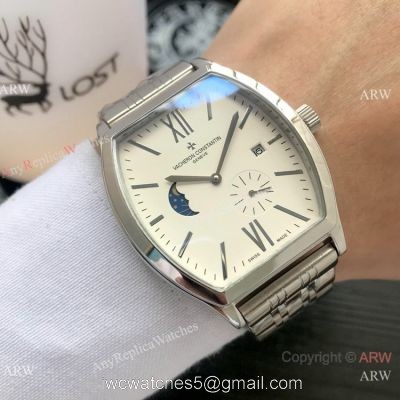Replica Vacheron Constantin Malte Moonphase SS White Dial watch Wholesale 1