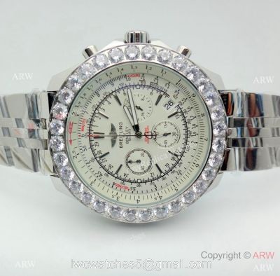 Replica Breitling For Bentley Motors Watches With Diamond Bezel Cream Chronograph Dial Watch 1